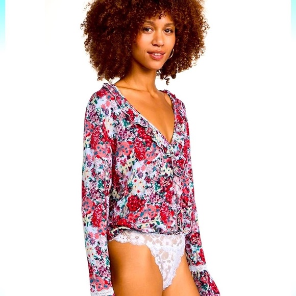Free People Heat Wave Bodysuit in Rose Garden Combo women's sz small 
Thong - Picture 1 of 16